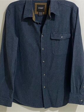 CQR Men's Gray Casual Button-Down Shirt/Jacket Flip Cuff Pocket